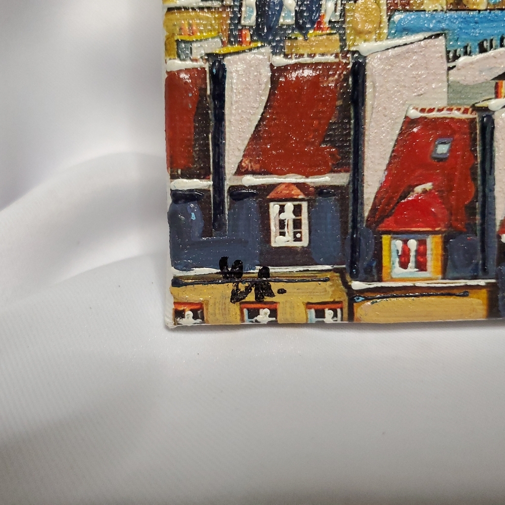 3 Paris Oil Paintings Eiffel Tower Notre-Dame Cathedral Place du Tertre 7.5x9.5 - Picture 10 of 11